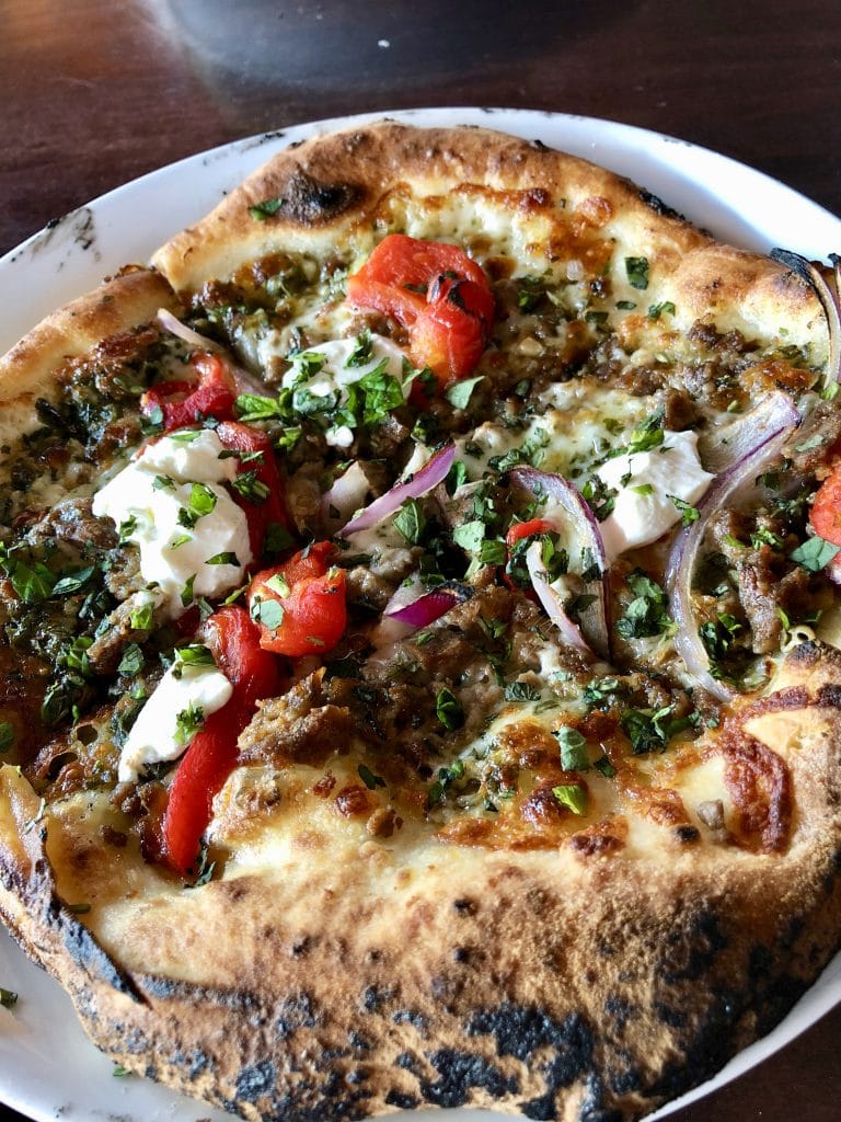 Spring Lamb Sausage Pizza