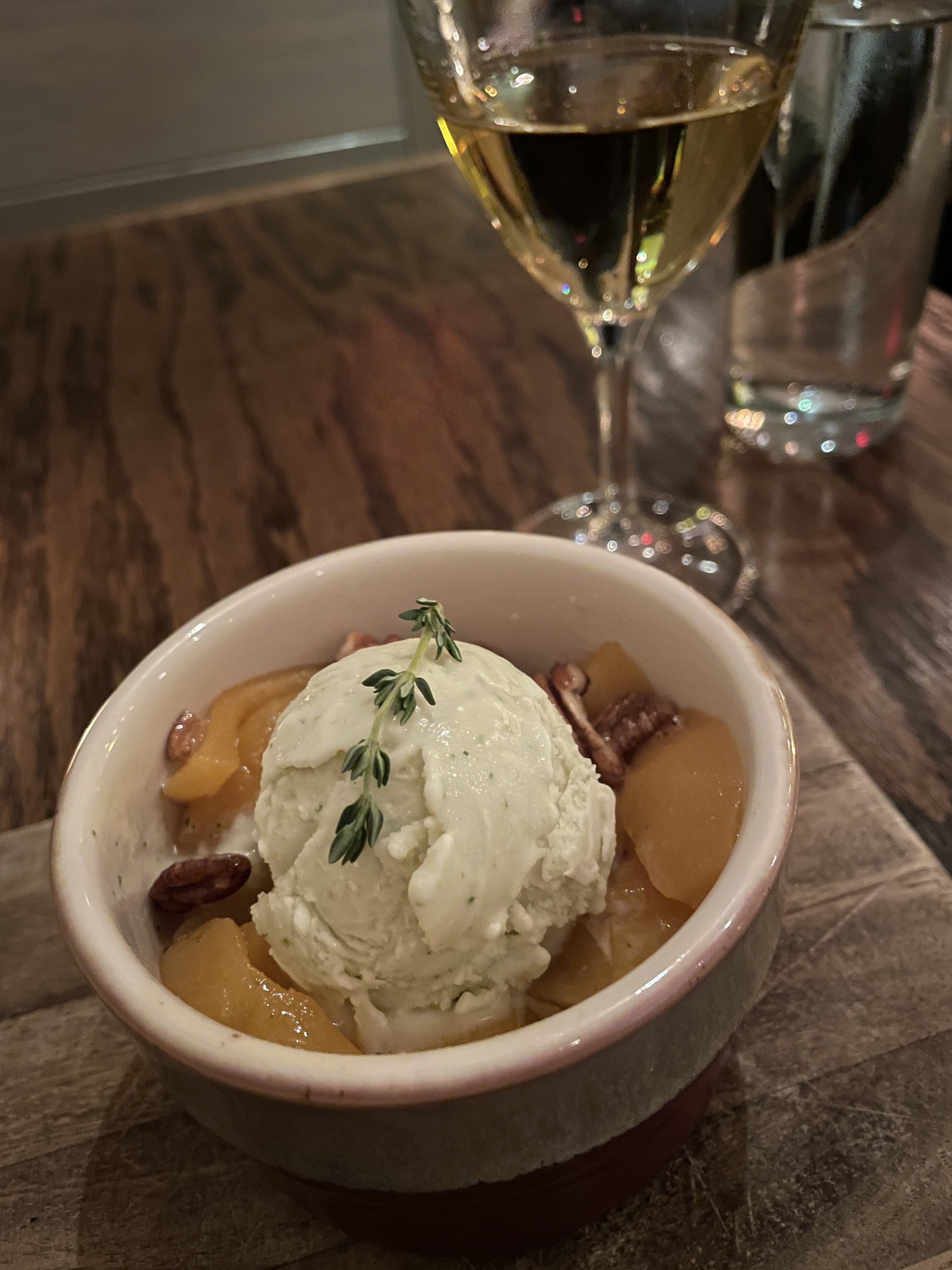 Peach Cobbler with Late Harvest South African Chenin Blanc
