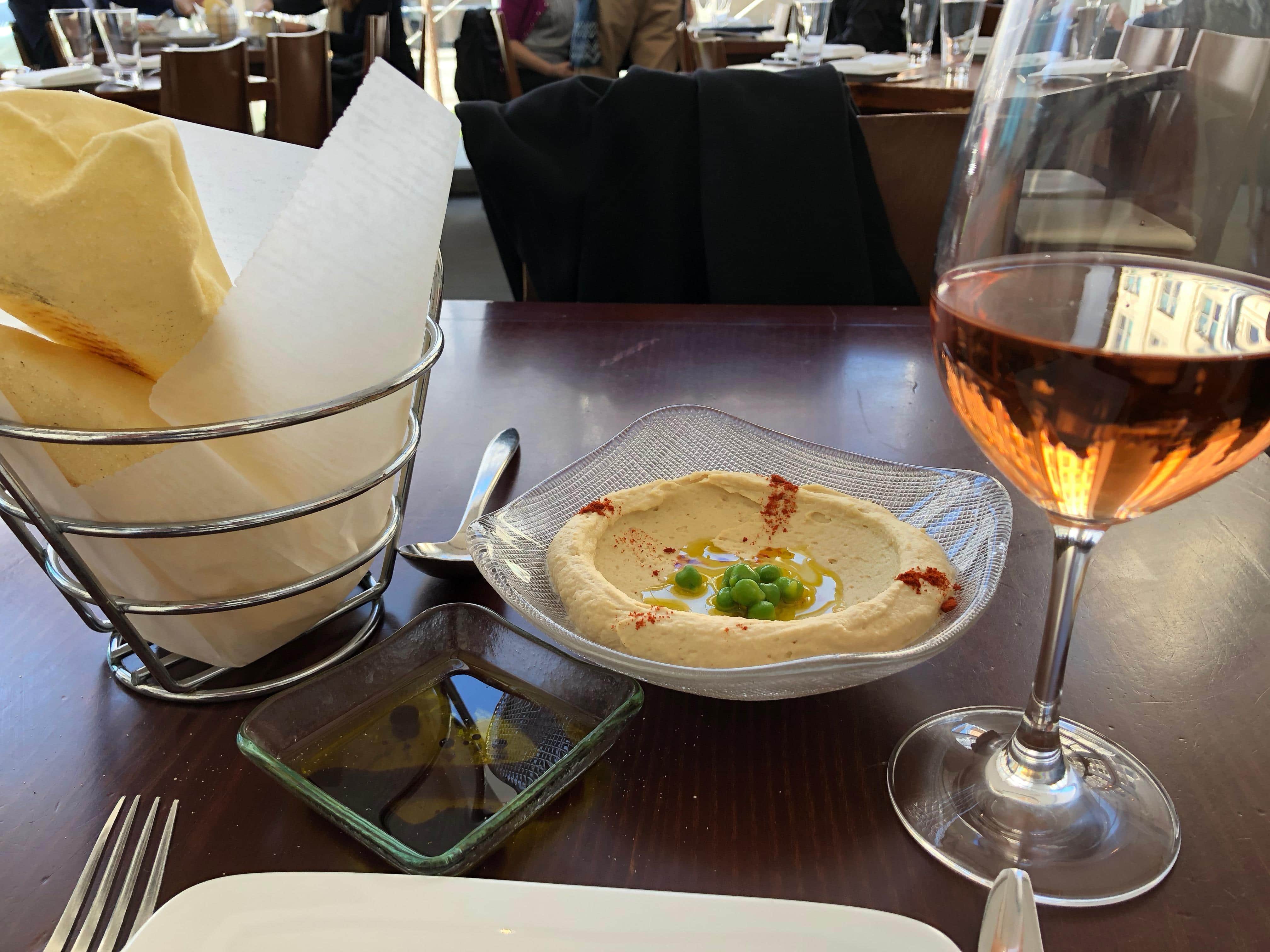 Hommus and Pita with Rosé