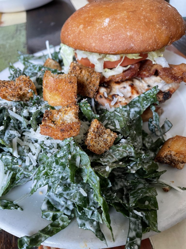Fried chicken BLT with Kale Caesar
