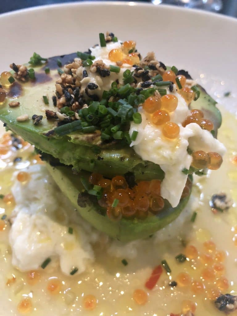 Grilled Avocado, Trout Roe and Nuoc Cham