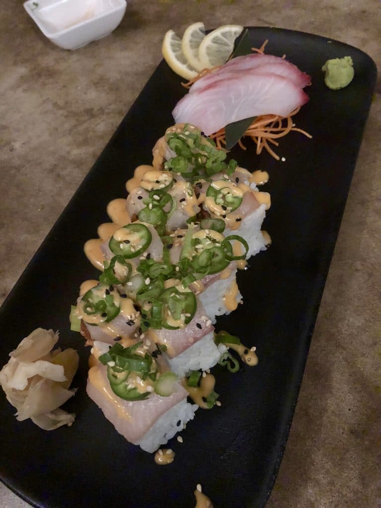 Vulcan Roll with Snapper Sashimi