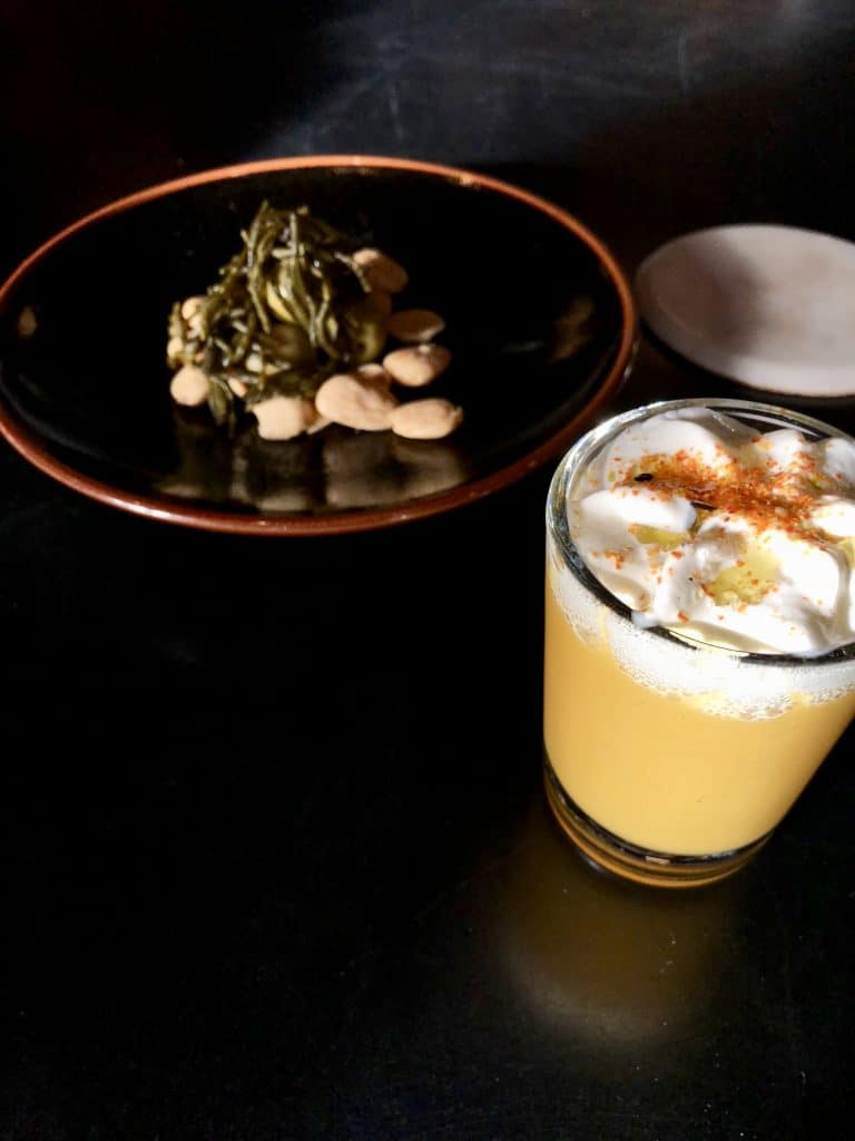 Squash Soup and Almonds with Pickled Sea Beans