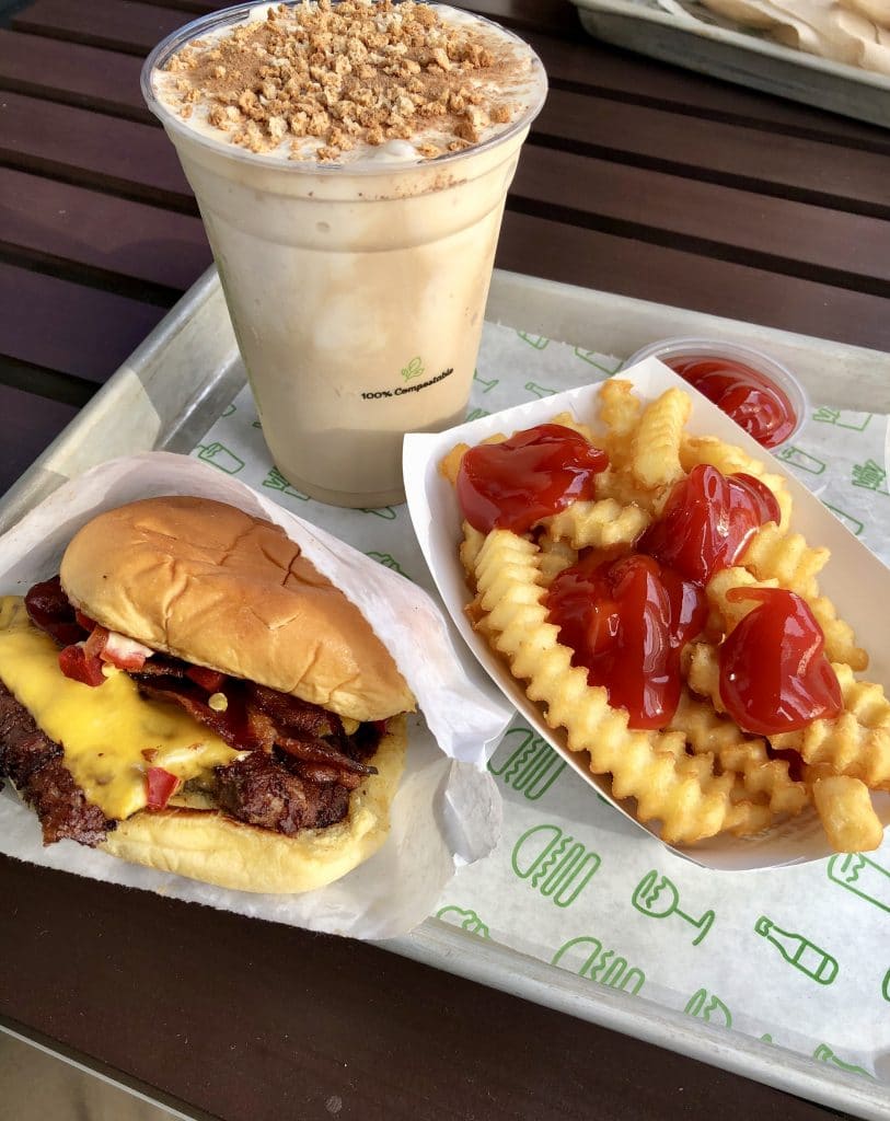 Burger, Fries and Tiramisu Shake