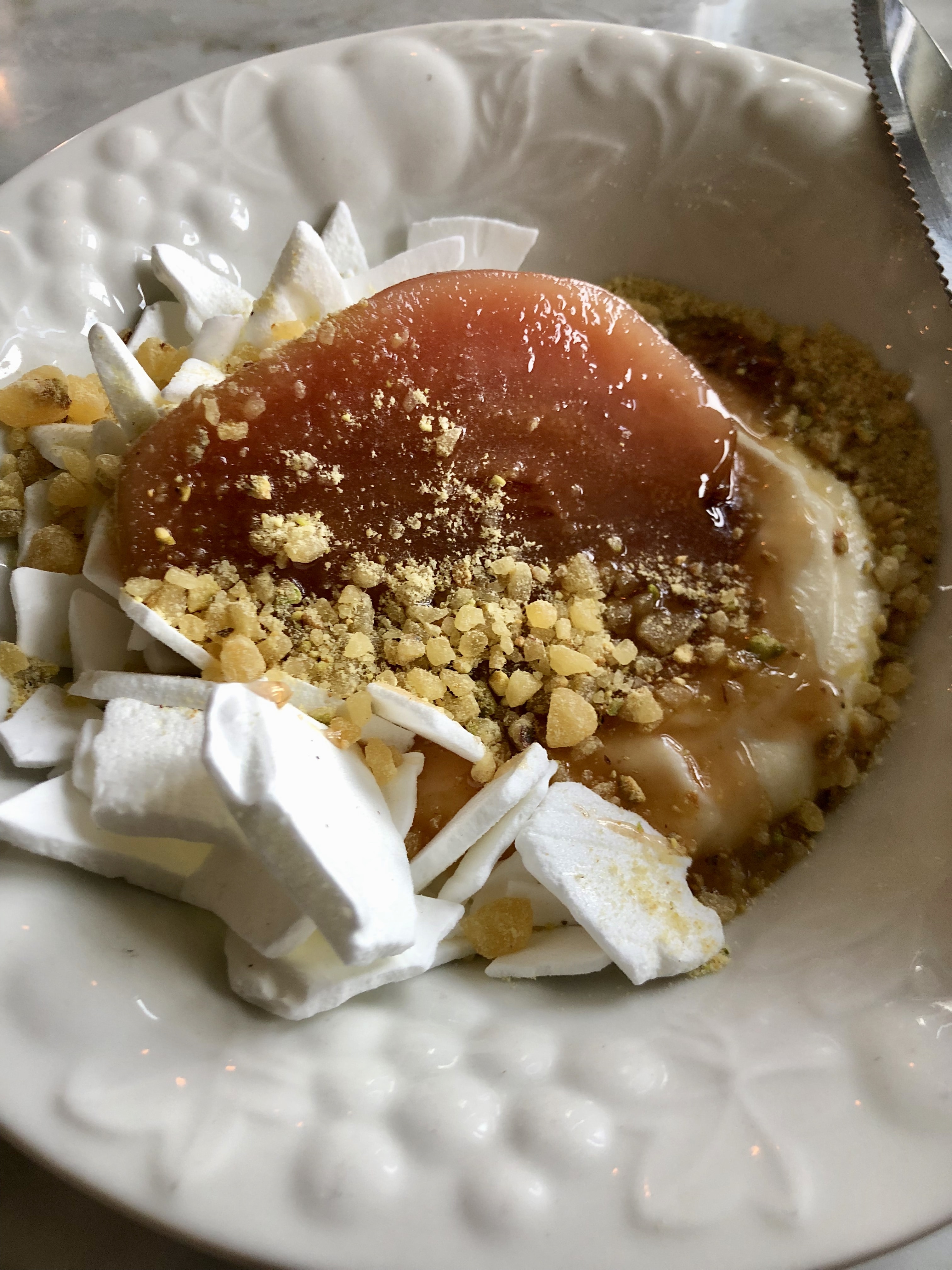 Poached Pear with Ricotta Mousse