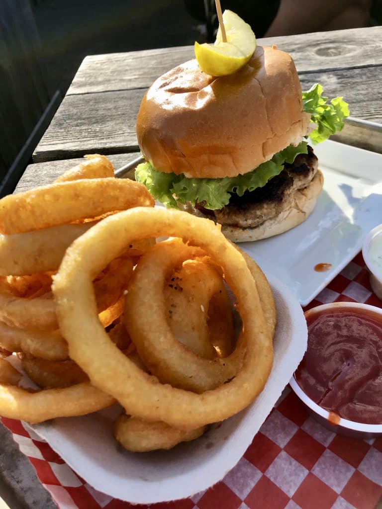 Lamb Burger with Onion Rings