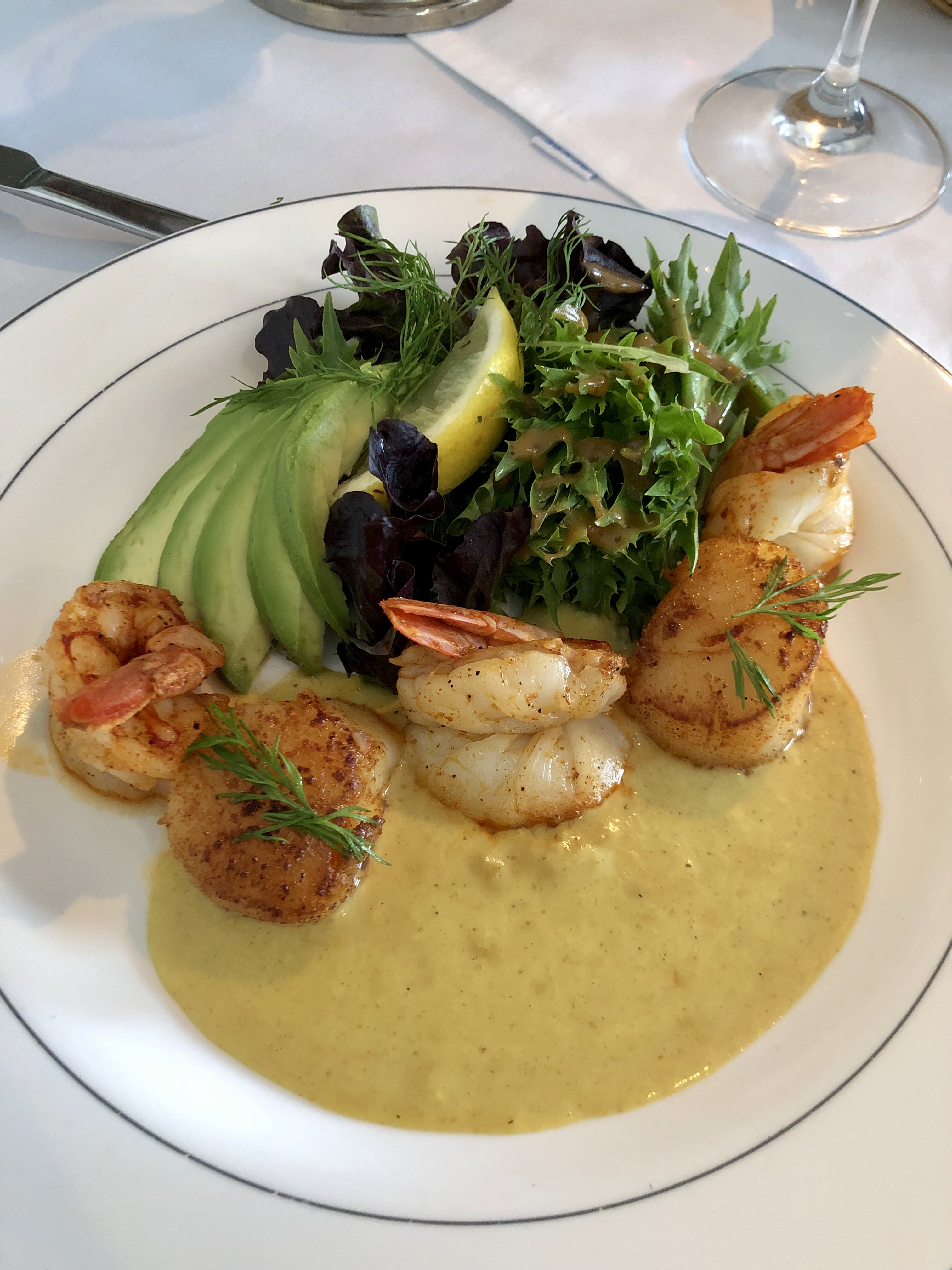 Warm Scallop and Shrimp Salad with Curried Mango Sauce