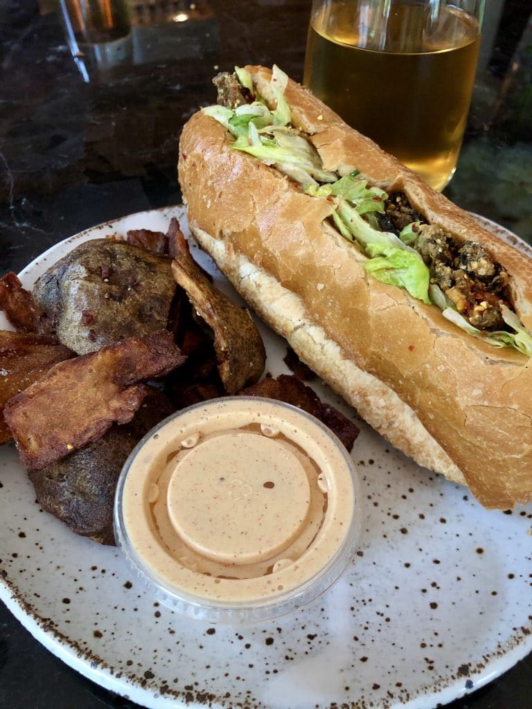 Oyster Po Boy with Side of S&amp;P Skins
