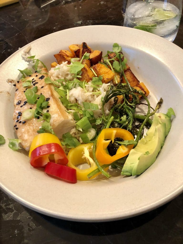 Halibut Bowl with Gin & Tonic