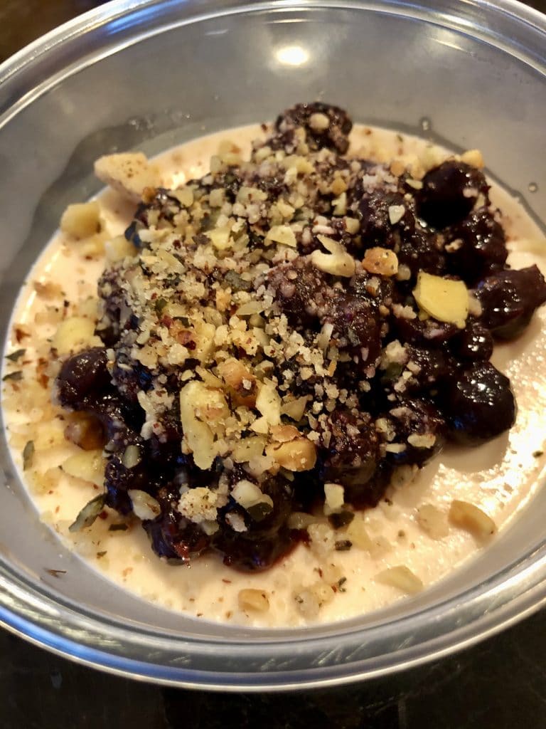 Peach Infused Condensed Milk with Saskatoon Berries