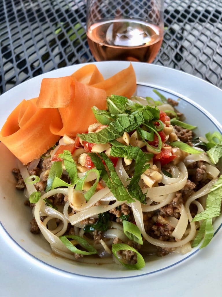 Thai Basil Beef with Peanut Salsa