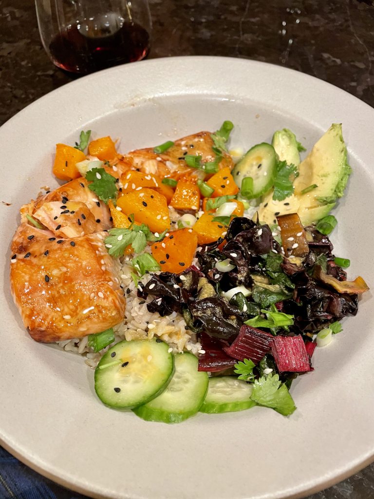 Salmon Veggie Bowl with Rice