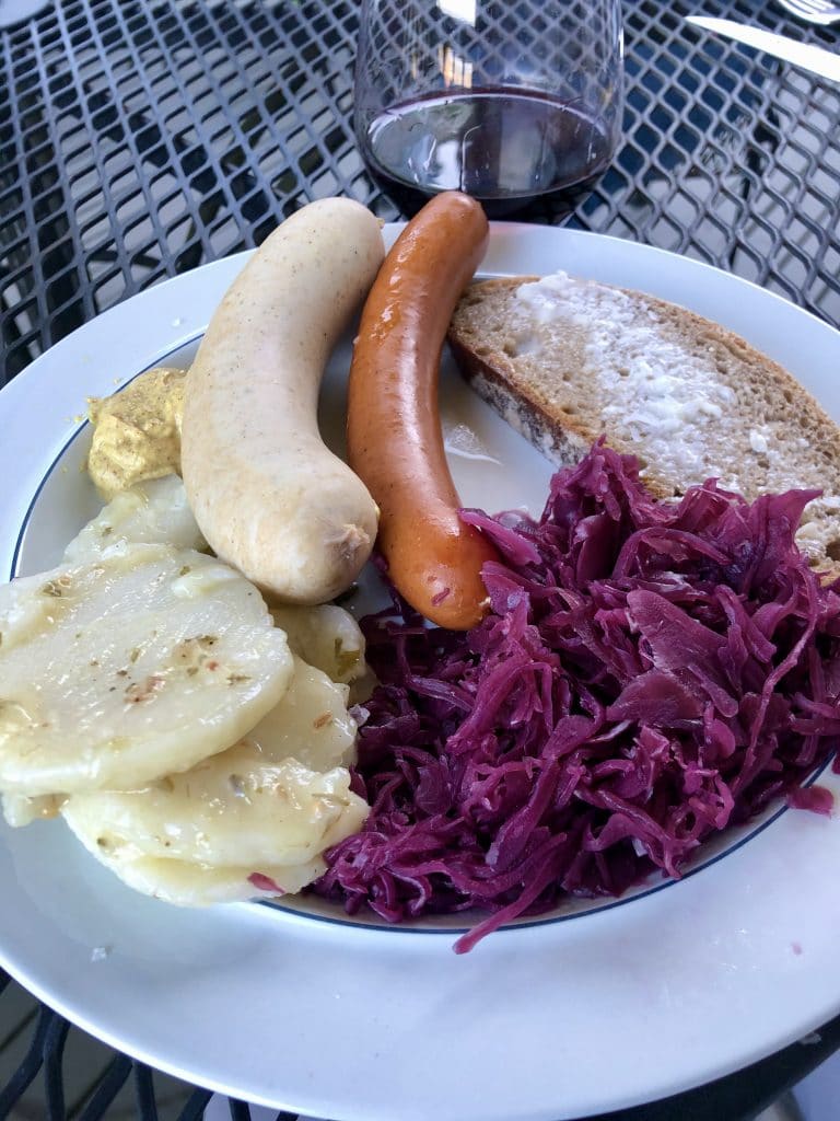 German Potato Salad, Blaukraut, Weisswurst and Wiener
