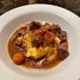Cranberry Cider Braised Beef Stew on Polenta