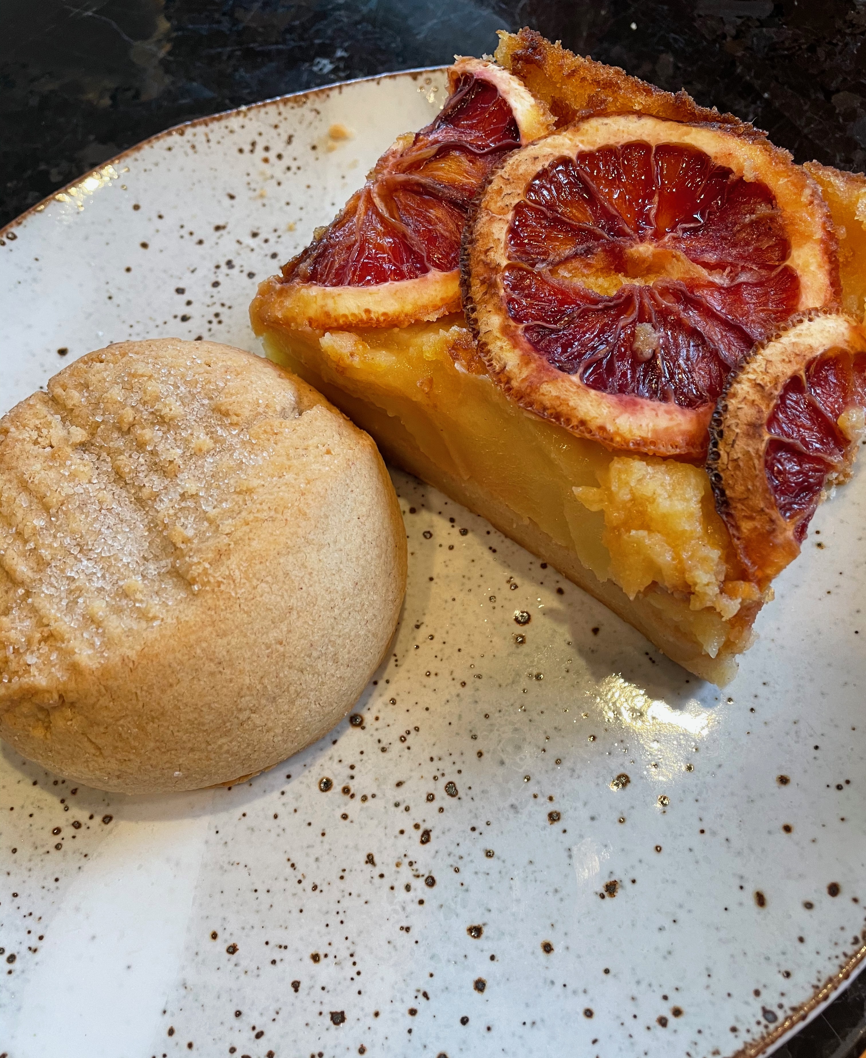 Lemon Tart with Blood Orange and a Peanut Butter Cookie