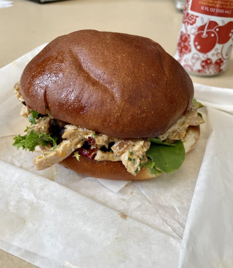 Smoked Chicken Salad Sando with Honey Pickled Cucumbers
