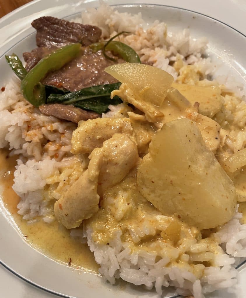 Second Plate: Yellow Chicken Curry and Panang Beef Curry