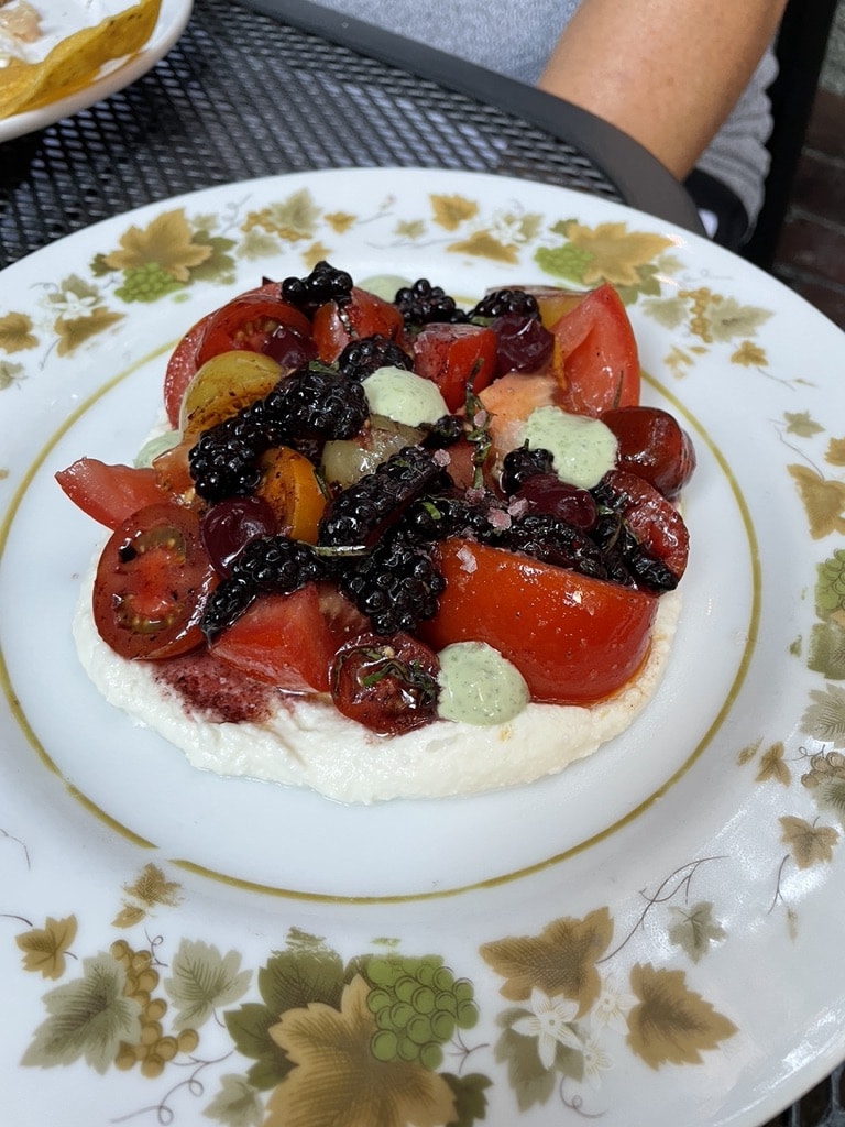 Tomatoes with Ricotta and Blackberries