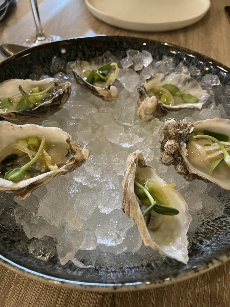 Bay Water Sweet Oysters with Green Apple and Persimmon Mignonette